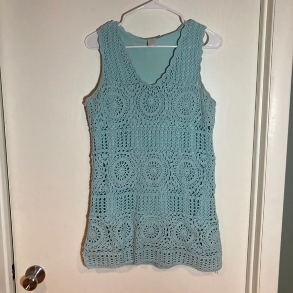 Modern Soul aqua lace‎ crochet tank - Picture 1 of 4